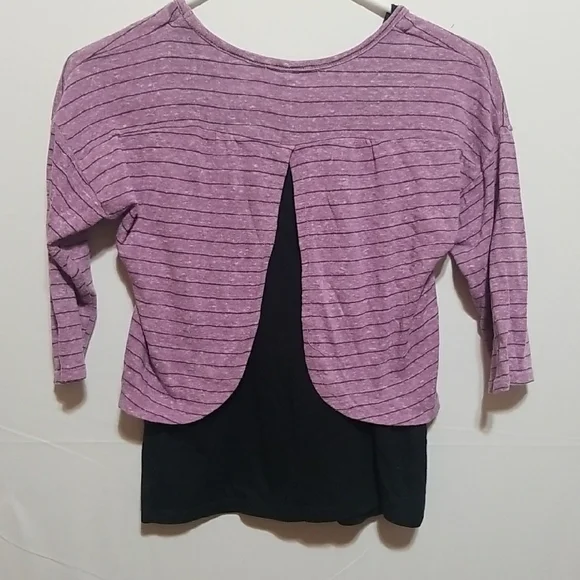 Speechless Purple Striped Long Sleeve Tee with Heart Design SZ. L - Picture 2 of 10